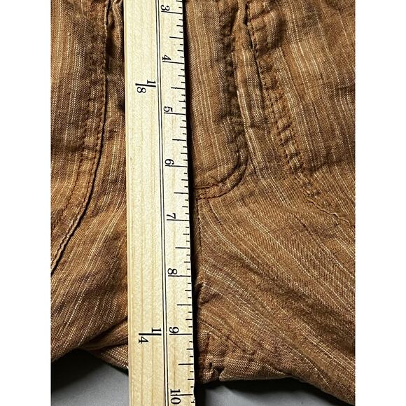 Athleta Cabo Linen Textured Wide Leg Pants Womens 0 Brown Elastic Waist Pull On - Picture 10 of 12
